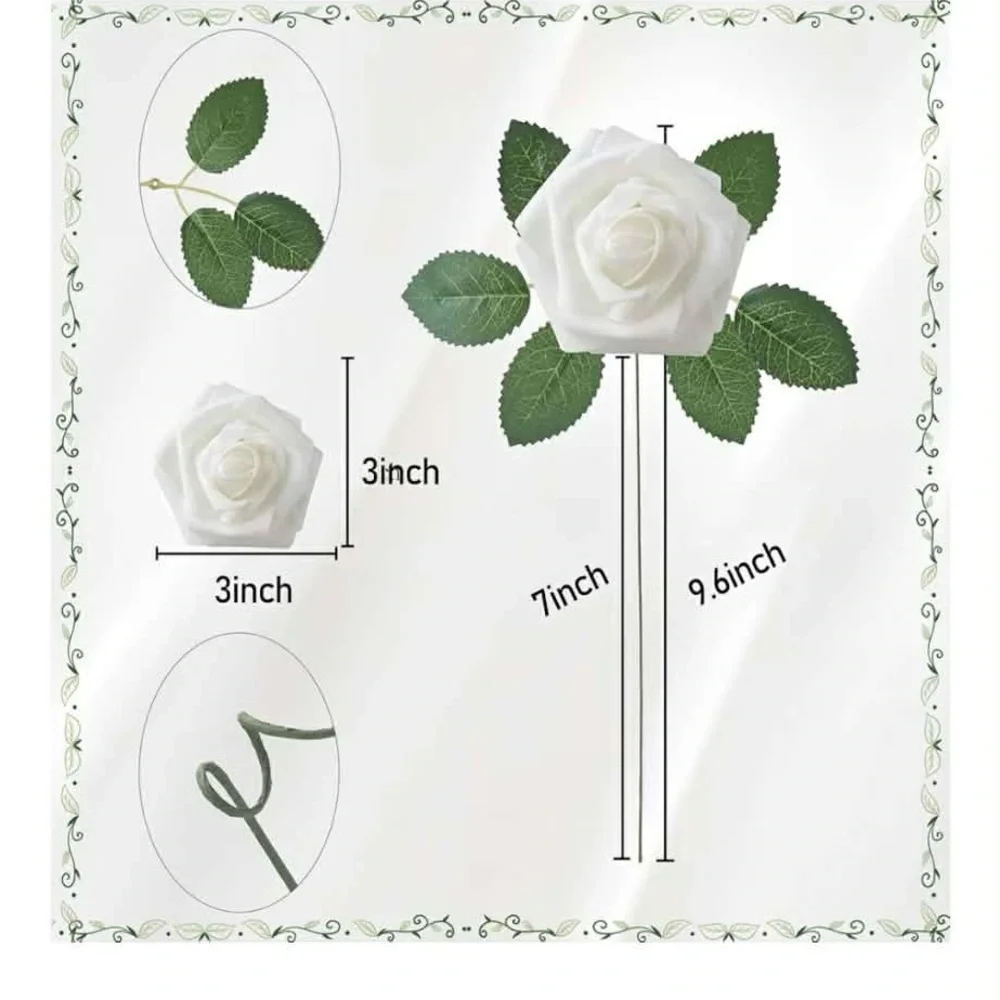 Sage green and white foam flowers with stem for home or bridal decorations